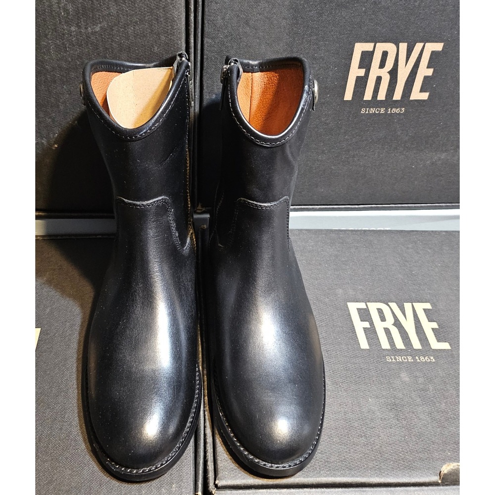 FRYE‎ Melissa Button Short 2 Black Leather Ankle Boots Womens Size 5.5 M
